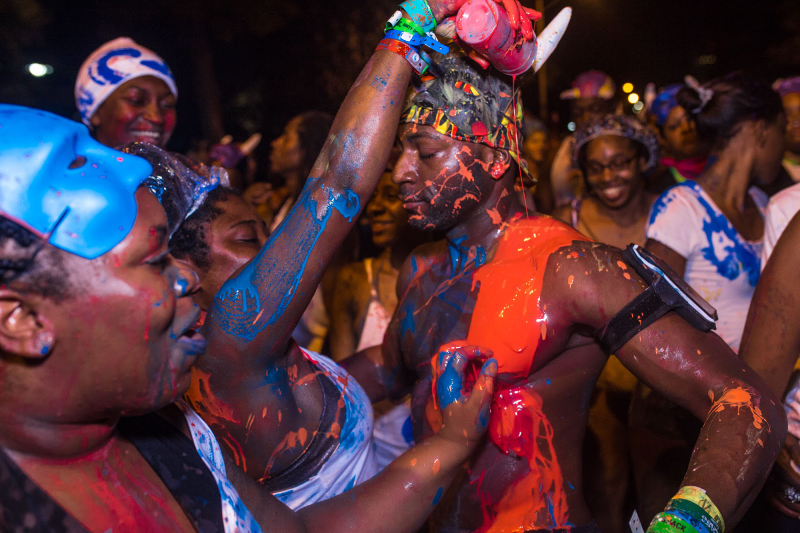 The colorful freedom of J’ouvert morning with Dirty Dozen. Photo Credit: UK Soca Scene